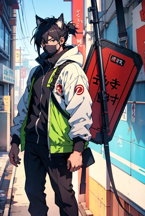 Anime character wearing an air mask, holding a sign written "WEEB ZONE"