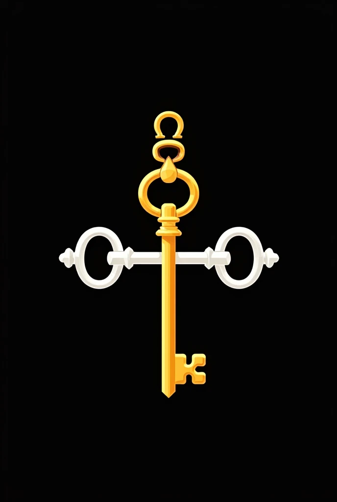 I want an image for a logo Black background I want two crossed keys, one white and one yellow, just like the keys on the insignia of the Pope&#39;s office for liturgical celebrations in the Vatican With the alpha and omega signs in the middle of the two go...