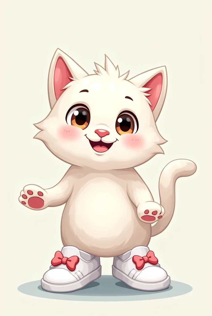 A cat with white shoes, where the shoes are what stands out the most and is a cartoon format for a company mascot 