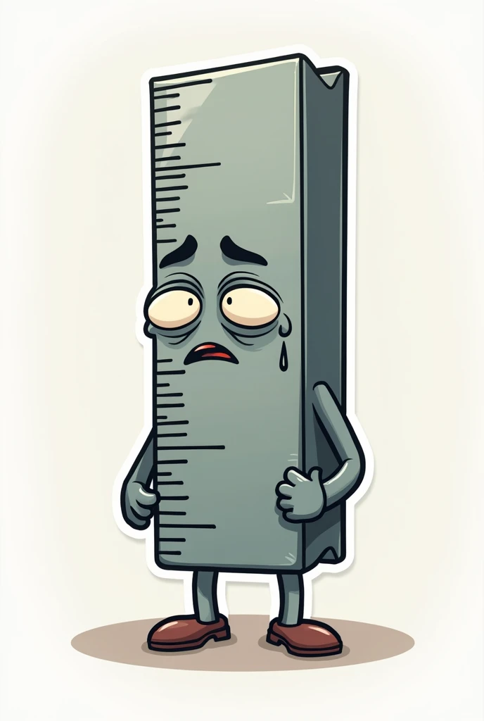 Make a WhatsApp sticker of a very sad animated stationery ruler 