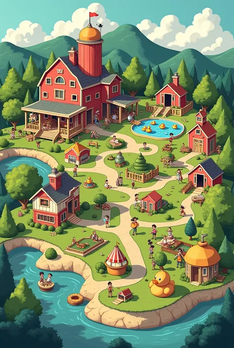 Give me a map of funny farm resort