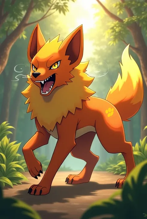 a fire type pokemon,He is a caramel mongrel dog, being one of the starters