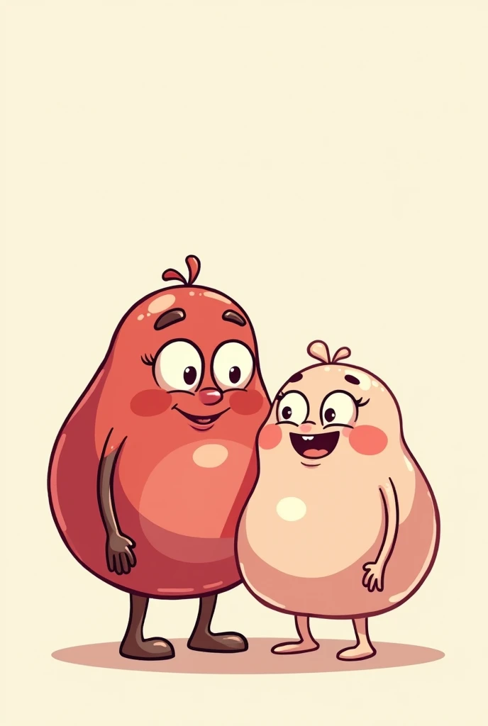 Cartoon of thrombosis and edema that are like two friends, with a very nice and tender human appearance