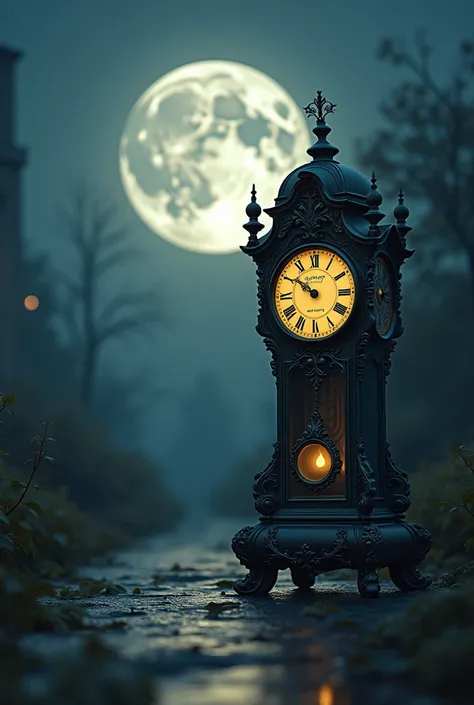 Beautiful moon and clock