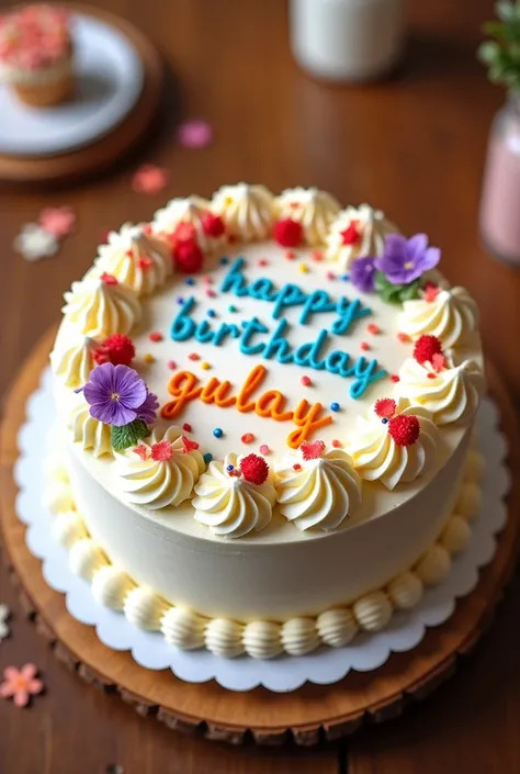 picture "HAPPY BIRTHDAY GULAY" written on the cake