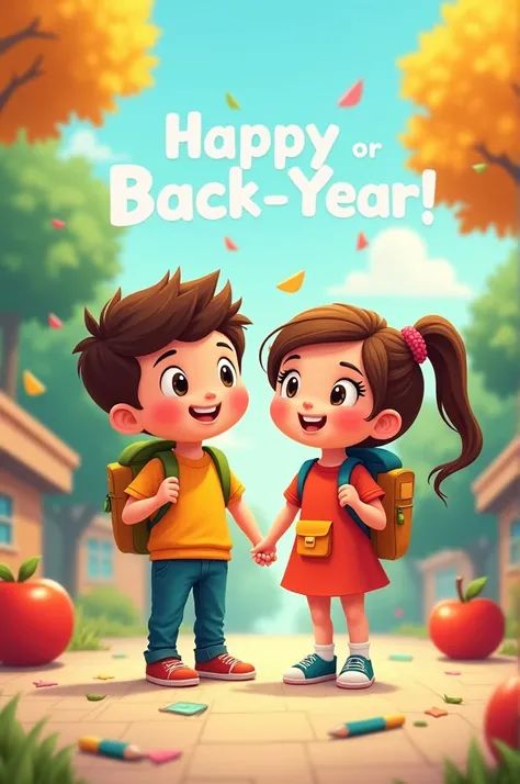 You can generate an image that says happy back to school for a Kindergarten, pixar style