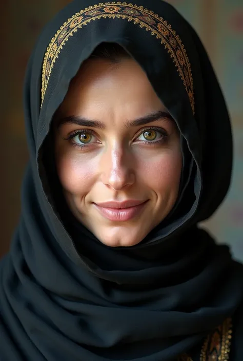 (photorealism:1.2), portrait of an afgahn woman wearing hijab, no chin dimple, looking at camera, frontal view, UHD, 4K, very high detail, hyperrealistic