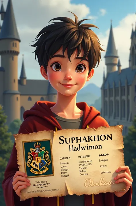 Creat Boy ID card for Hogwarts student
Name Suphakhon hadwimon
ID 67109010381