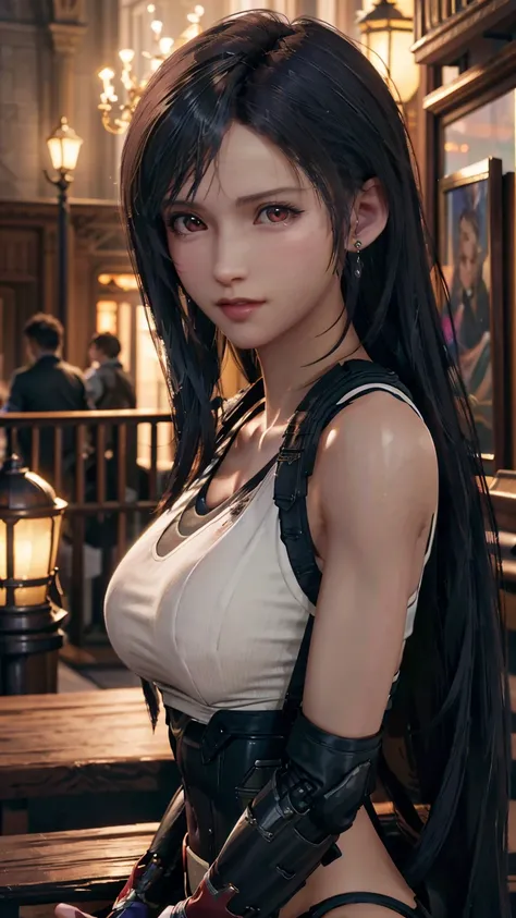 (final fantasy Tifa Lockhart, One girl, alone, big bouncing bust), complicated, elegant, Very detailed, Digital Painting, Art Station, Concept Art, Smooth, Sharp focus, figure, ArtJam、Greg Rutkowski、Alphonse Mucha、William Adolphe Bouguereau、Art by Stephani...