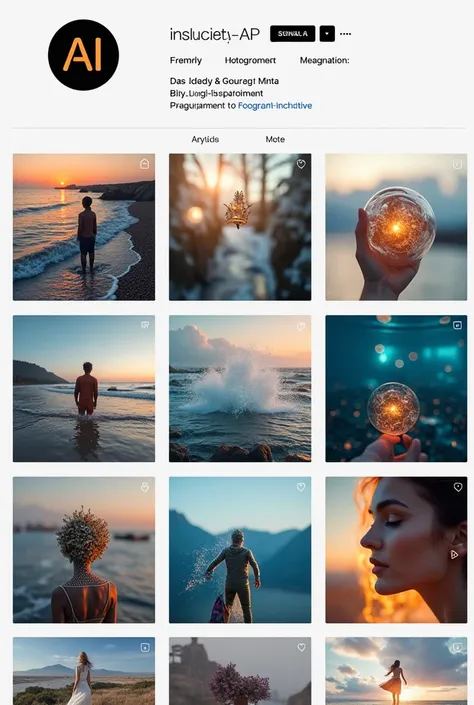 Instagram profile for photography AI