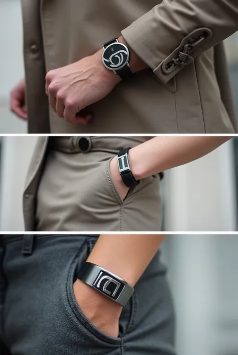 Create a bracelet with s brand in it with a gps in metal 
