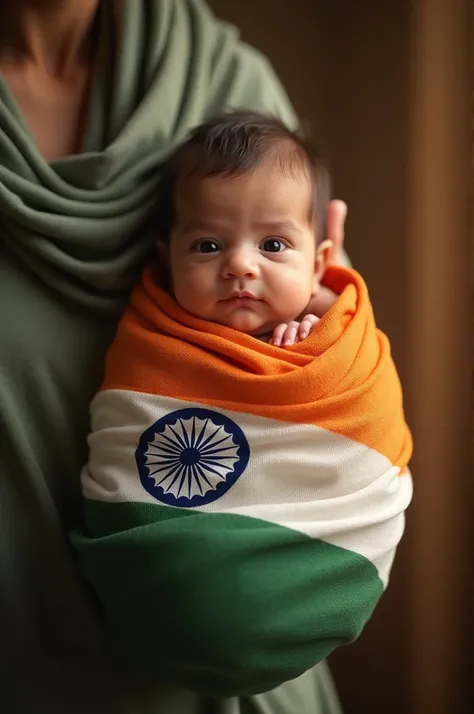 Small baby with Indian flag 