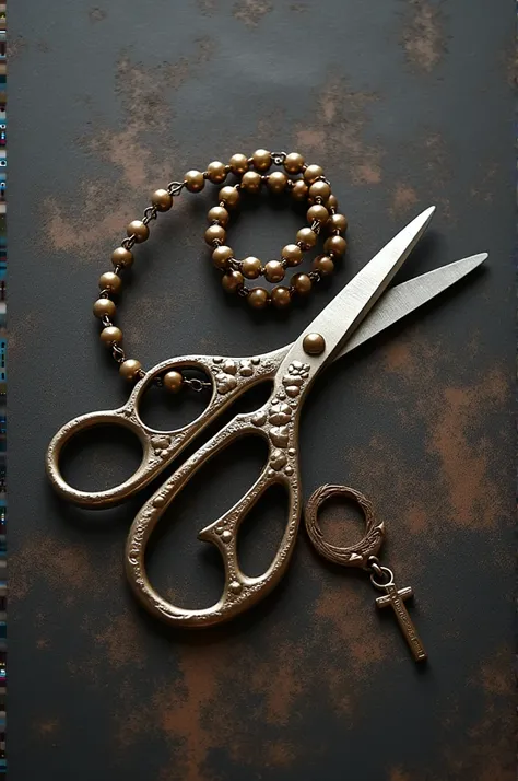 Scissors and a rosary