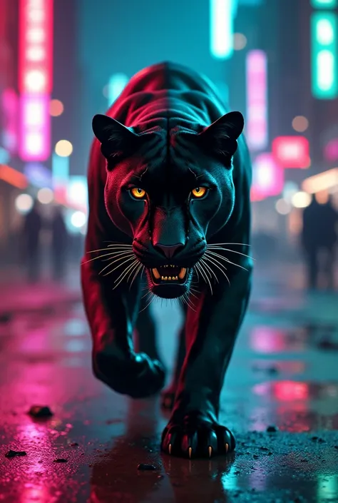 panther in neon lights 