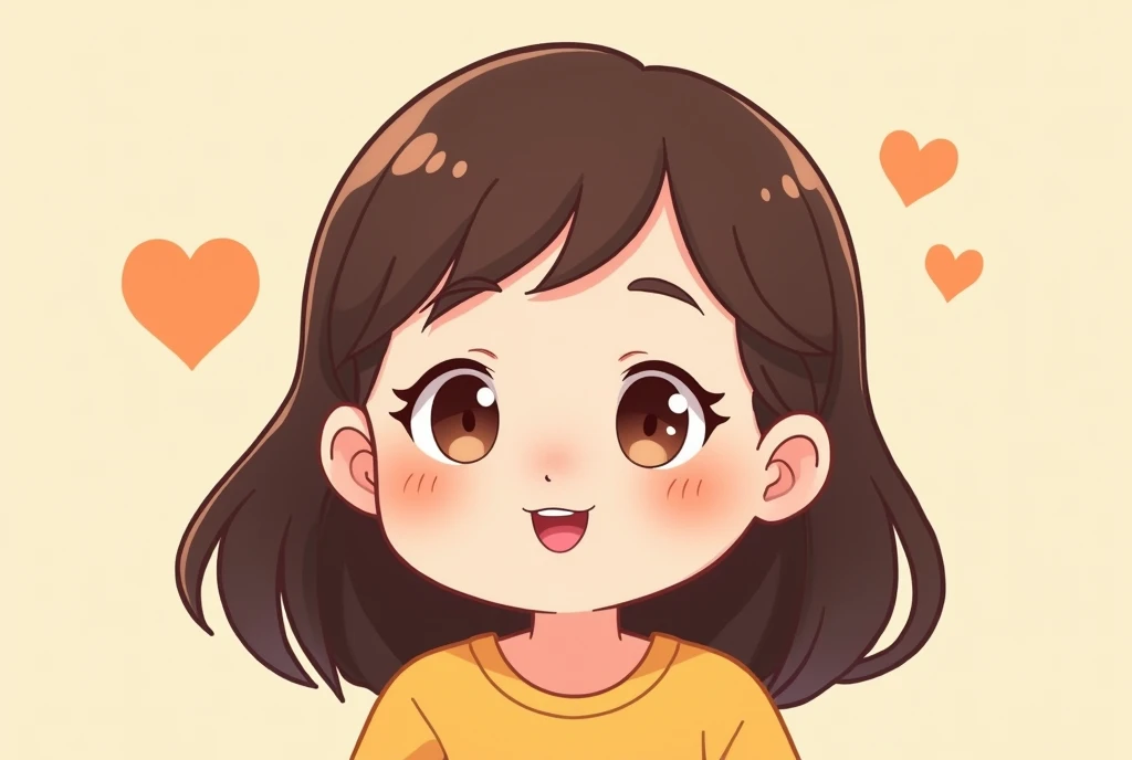 Cartoon image of a  with a confident smile on her face, cartoon, cute cartoon, cute cartoon style, motherly love, cute illustration, clean anime art, simple background