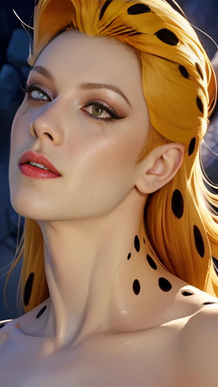 a highly detailed and sensual portrait of cheetara, the female character from thundercats, striking a provocative and seductive ...