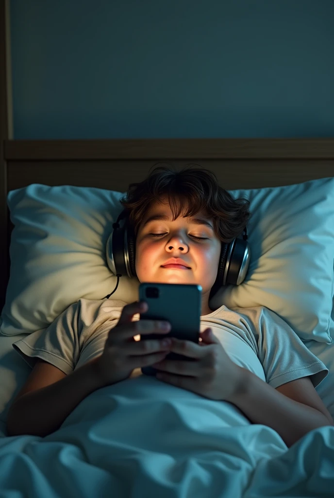 An" cerebral palsy "person lying in a bed with neurological issues wearing a headphone speaking ,a mobile app capturing her text and another person receiving this speech through text or audio from his mobile 