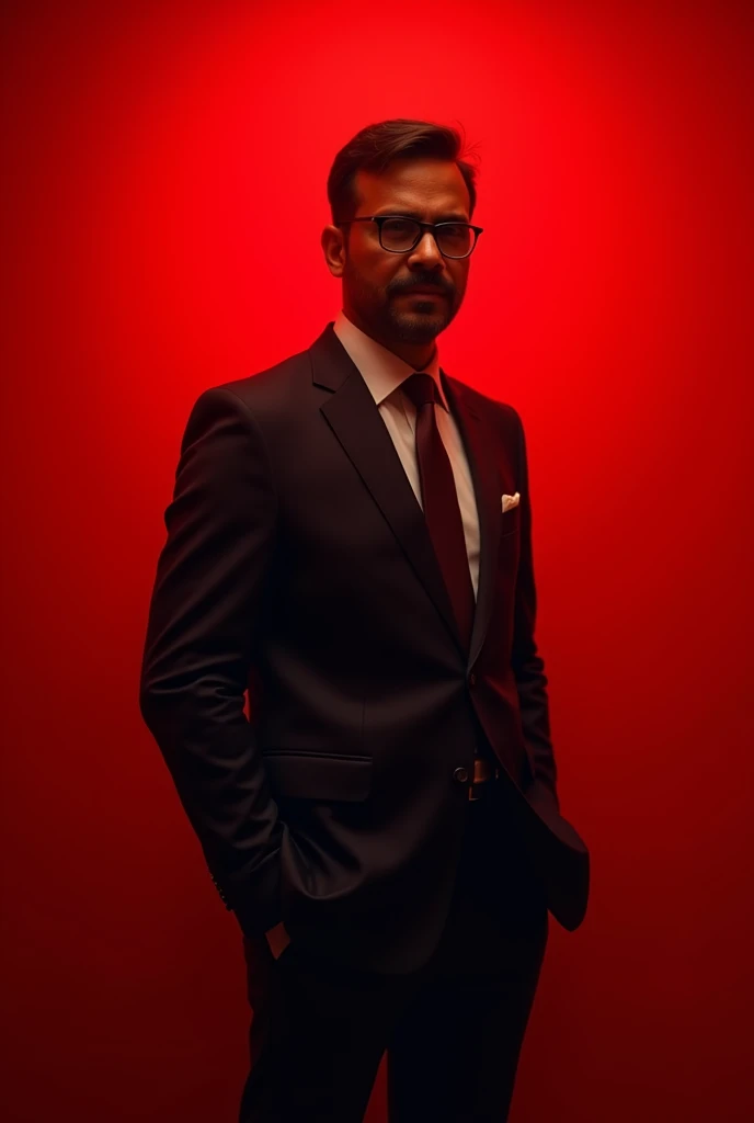 indian man with formal dress red light background