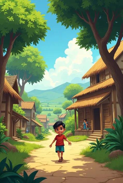 Opening Scene - Village Introduction**: Show a peaceful, small village surrounded by trees and fields. Introduce the main character, a young boy named Mohit, playing mischievously, ignoring others as he walks through the village streets. 