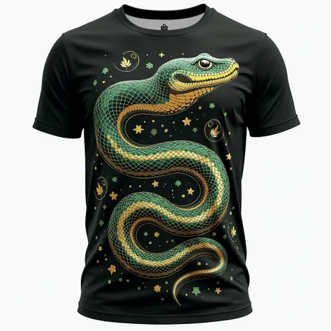 a shirt print, with a snake



