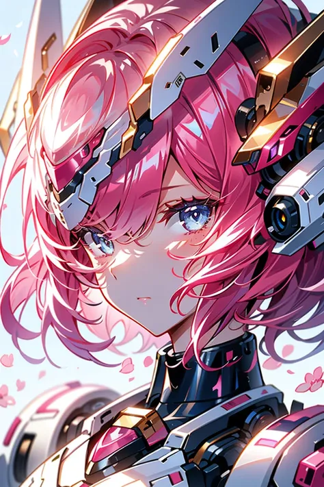 Pink hair，short hair，(best quality, Detailed background, high resolution, ridiculous, bloom, exposed to light, High and cold, Focused and meticulous gaze),Holy girl，blue eyes，Looking at the screen