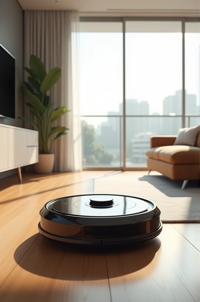 Smart robot vacuum cleaner cleans apartment