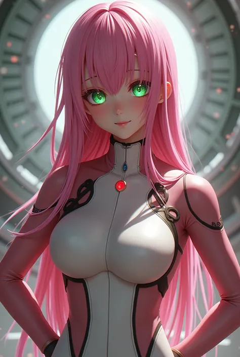 Very detailed background, masterpiece, best quality, 1 Girl, Solitary, ((masterpiece, best quality)),Best aesthetics, Zero Two (Honey), Honey, Bangs, bite, blush, Cover the navel, Eyeshadow, Green Eyes, Hair on the back of the head, Hands on Hips, trumpet,...