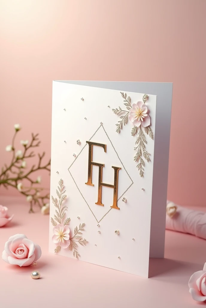 new wedding card design with F and H Names