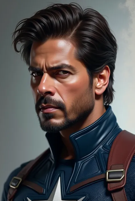 Shahrukh khan in clean shaved as a captain America