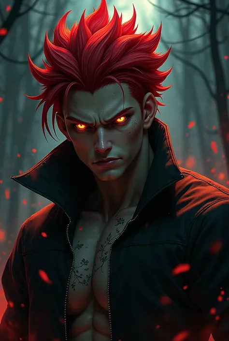 make male makima from Chainsaw man (red hair and yellow eyes)