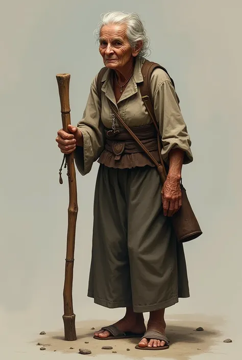 Old women with her stick