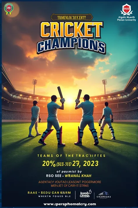 **Cricket Match Announcement**

Join us for an exciting cricket match at Athletics Ground, AMU, Aligarh!

- **Date:** [Specify the Date]
- **Teams:** 4 teams, each with 3 players

**Important Details:**
- **Entry Fee:** ₹50 per player
- **Deadline for Paym...