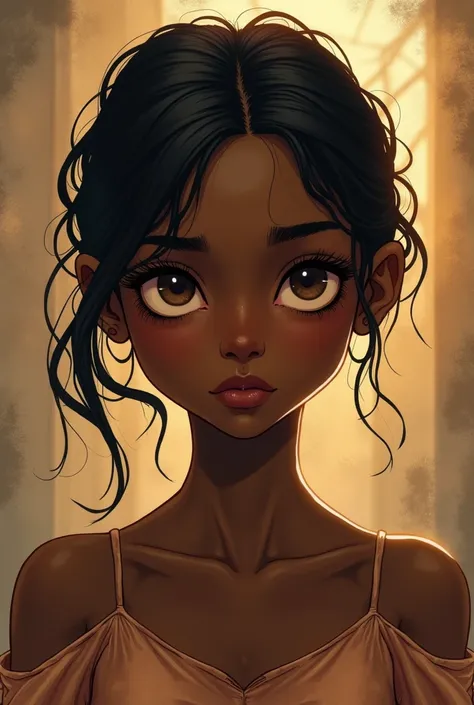 A beautiful upset woman who is dark skinned. The filter of the image should be brownish. Her eyes should full of pain. But the pic must provides aesthetics .The picture should e cartoon like old cartoons
The pic must provide e beautiful woman with beautifu...