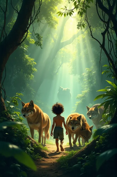 Once upon a time, in a dense jungle, there lived a boy named Mowgli. When he was very young, he was attacked by a tiger named Shere Khan, but a family of wolves saved him and raised him as their own.