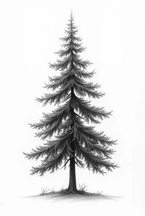 Sketched pine tree with pencil