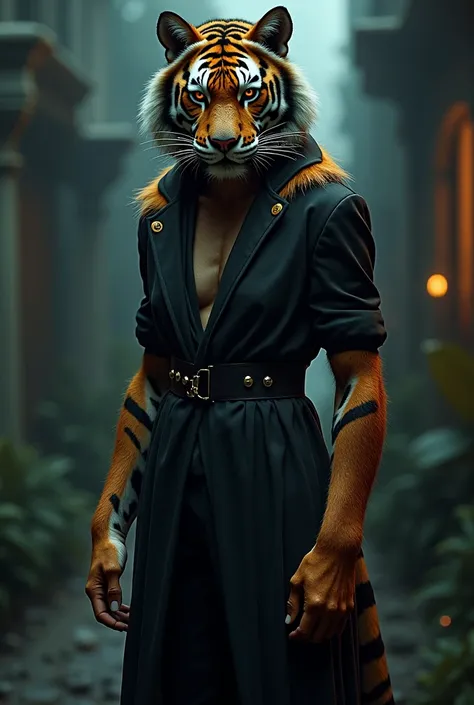 tiger costume realistic in a dark theme for fashion