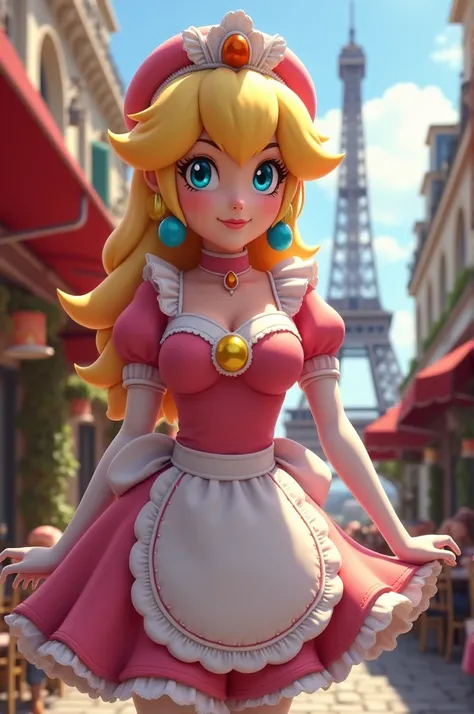 Peach from super Mario, stereotyped french, in Paris