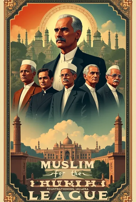 Create a poster that outlines the main aims of the Muslim league and its importance in the context of Indian politics.