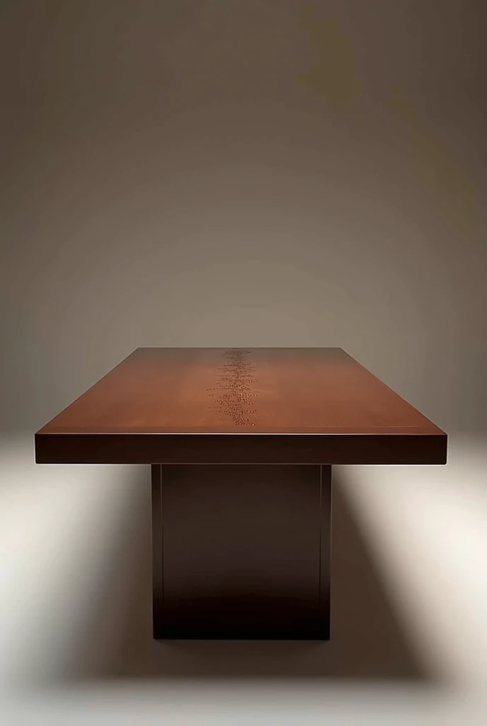 need a rectangle table design where width is 2.5ft and length is 4ft. table should have 2 inch width border with sloping inside from all 4 sides.  center part should be like engraved. furniture should be glossy brown