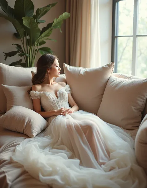 Pillows in a modern home, details of a photo shoot of a modern princess, aesthetic photo on Canon Z9