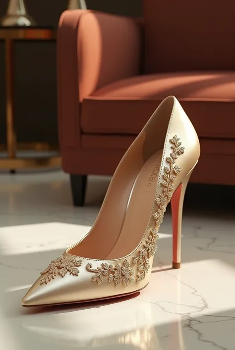 Elegant, luxurious, delicate, high-relief pump shoe 