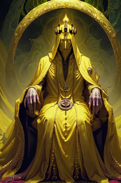 a painting of hastur the king in yellow, yellow-robed, king in yellow, hastur the king in yellow, , portrait of hastur the king ...