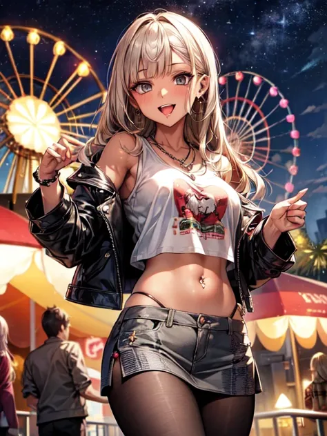 ((masterpiece, Highest quality, Very detailed)), anime CG, 

One girl, 20 years old, gyaru, gyaru-style makeup, BREAK ((brown skin:1.3)), ((tanned skin:1,3)), ((blonde)), Long Hair, blunt bangs, wavy Hair, BREAK ((grey eyes:1.3)), ((slant eyes:1.3)),((thic...