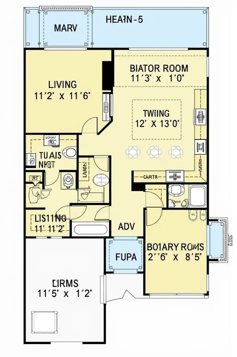 Floor plan of a 3 bedroom house 