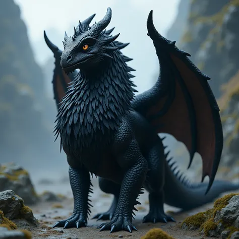 A Black Dragon with Fur