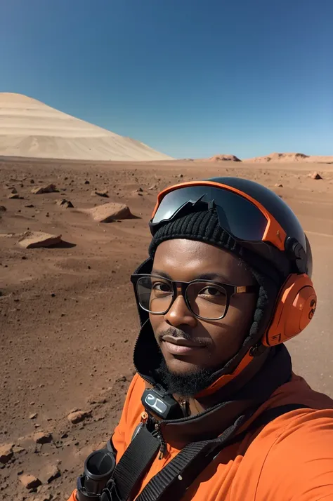 Black entrepreneur on the Mars exploration team、Glasses