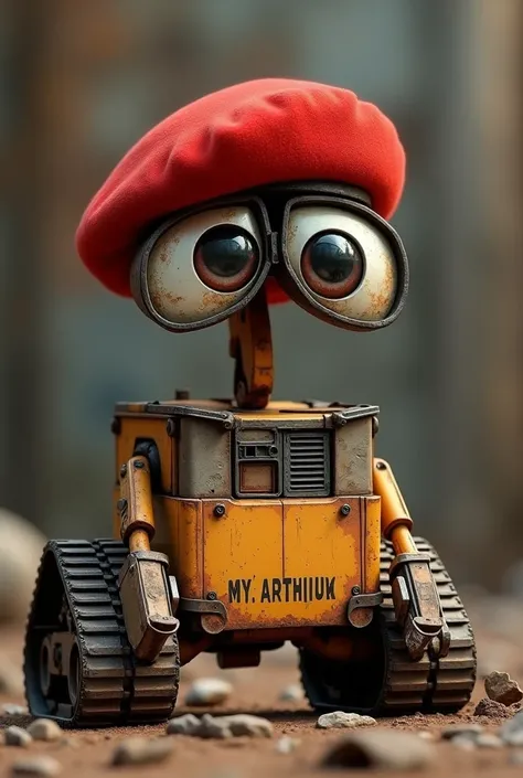 WALL-E avec un béret parachutiste rouge 