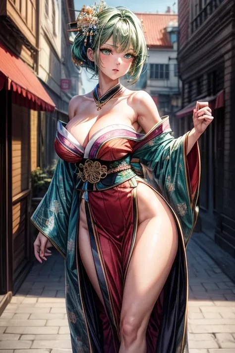 masterpiece,best quality,highly detailed,high resolution,4K,8K,super detailed skin,detailed beautiful eyes,detailed beautiful face,solo,DOA,Tamaki,official art,adult woman,turquoise green hair,short bob haircut,hairs between eyes,long eyelashes,dropping ey...