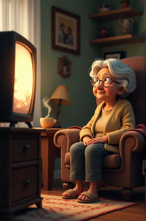 Grandma watching TV
