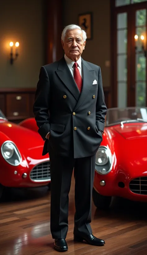 **Ferrari Founder**: An image of Enzo Ferrari, the founder of Ferrari, possibly in his office or with the early models.
